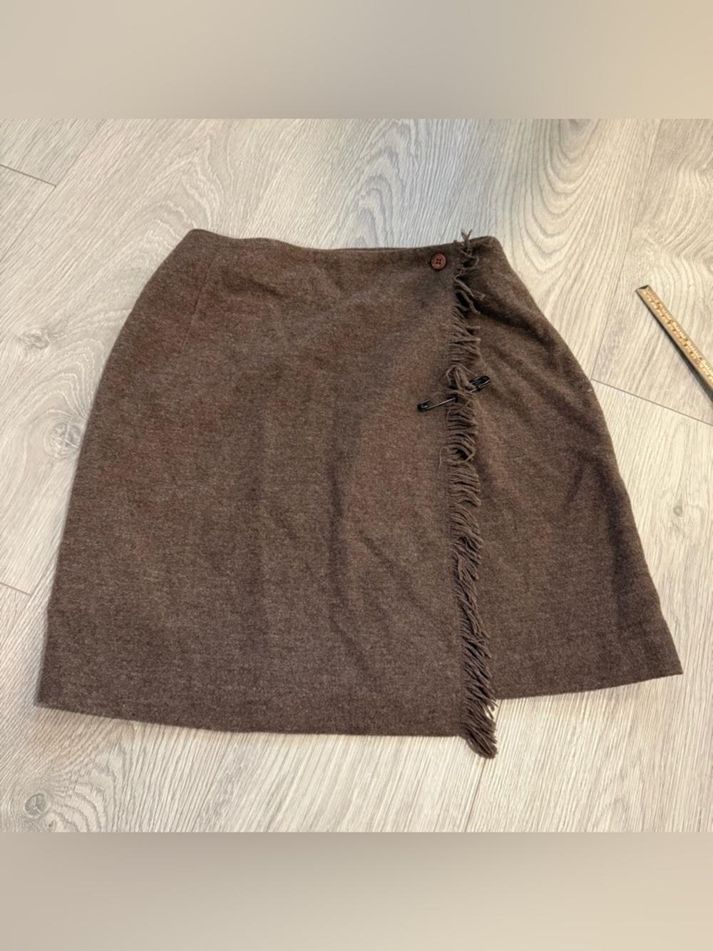 Jacob Brown Fringe Wrap Mini Skirt